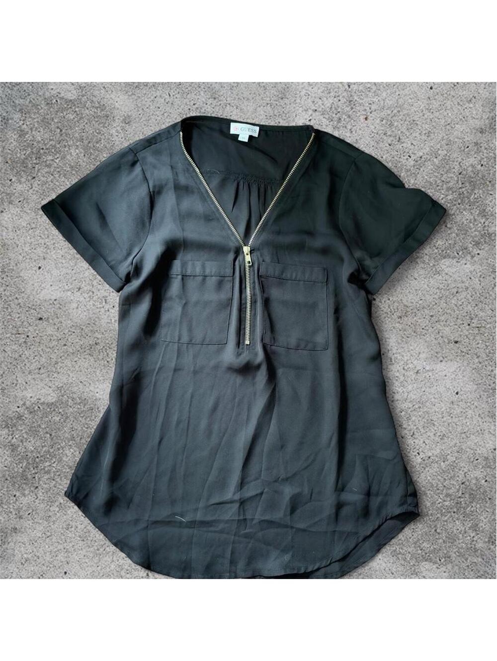 Guess black blouse with gold zipper